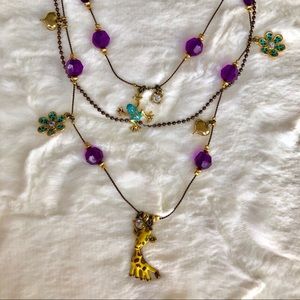 Betsey Johnson Layered Flower and Giraffe Necklace